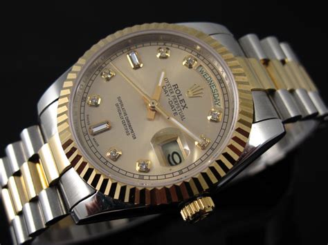 rolex day date two tone replica|rolex dupe alternative.